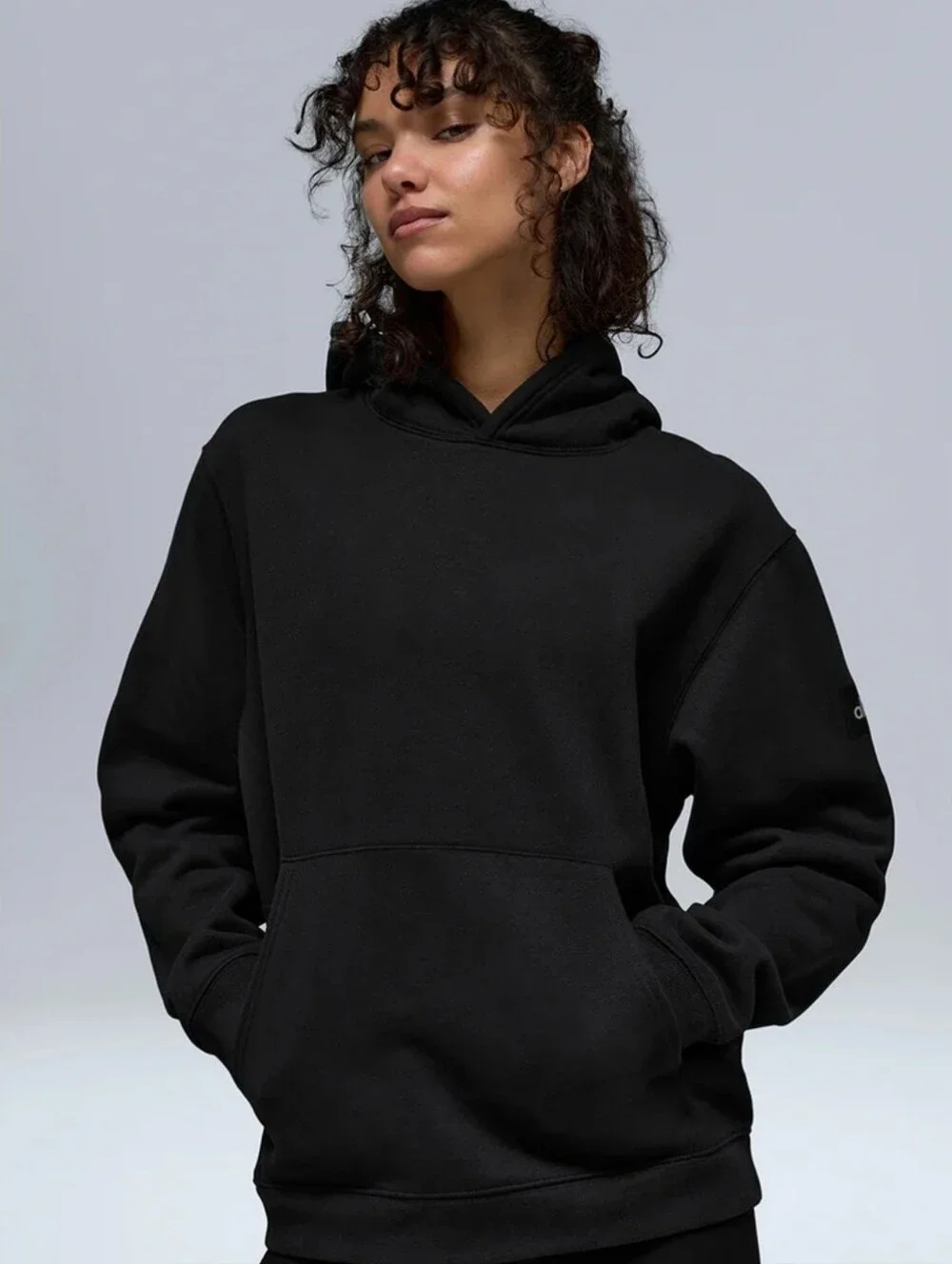 Alo Yoga Black Hoodie Sweatshirt Women's Large Zip Kangaroo Pocket